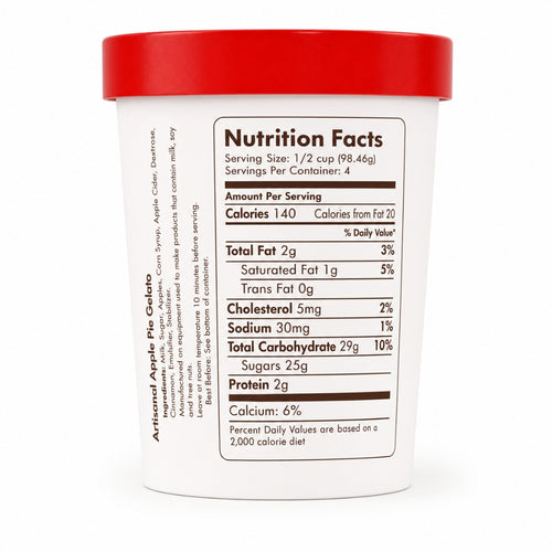 Giovanna Apple Pie Gelato pint nutrition facts label