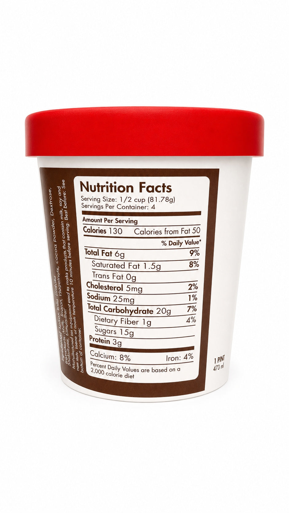 Giovanna Gianduia Gelato pint nutrition facts label