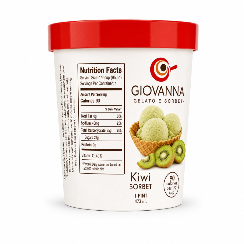 Giovanna Kiwi Sorbet pint nutrition facts label
