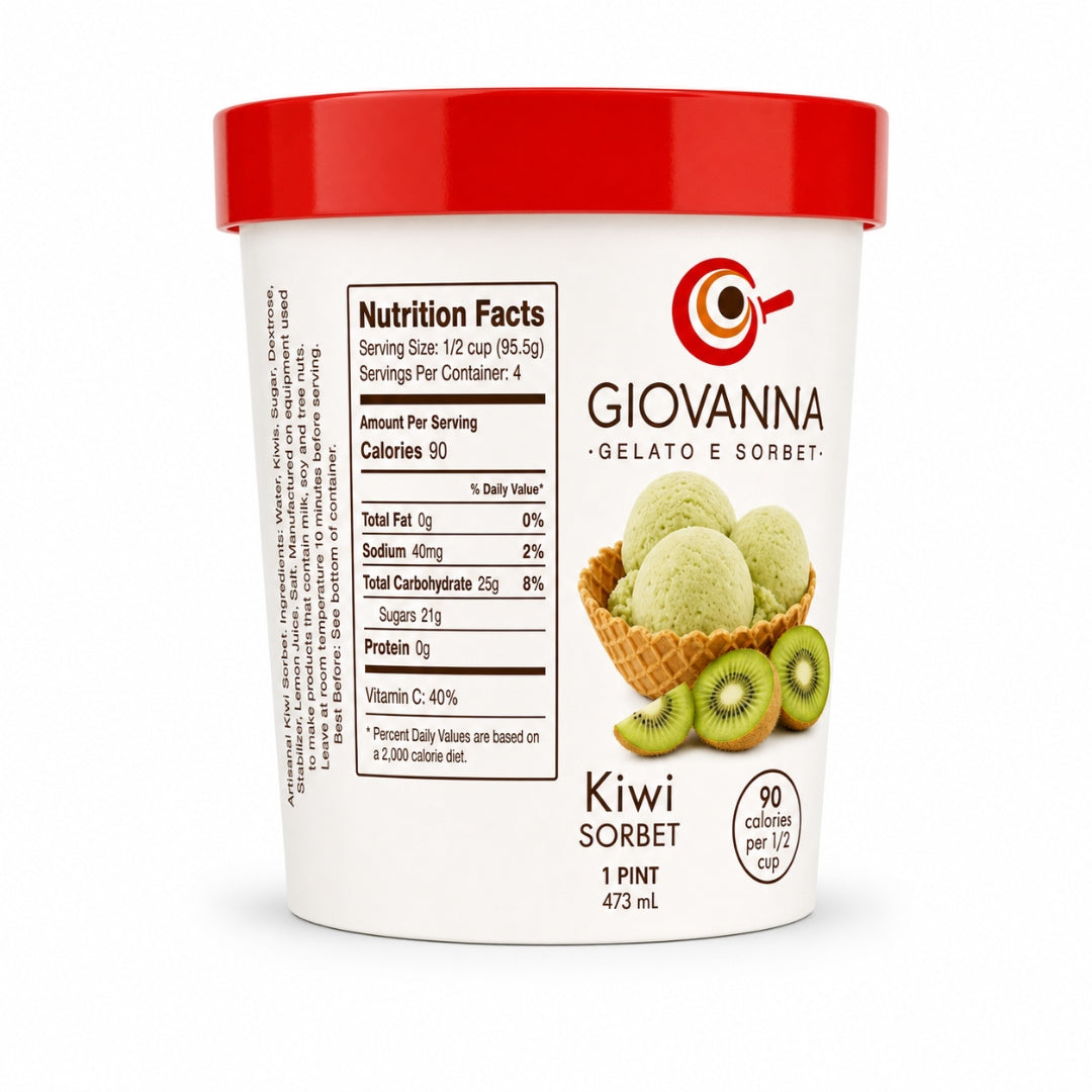 Giovanna Kiwi Sorbet pint nutrition facts label