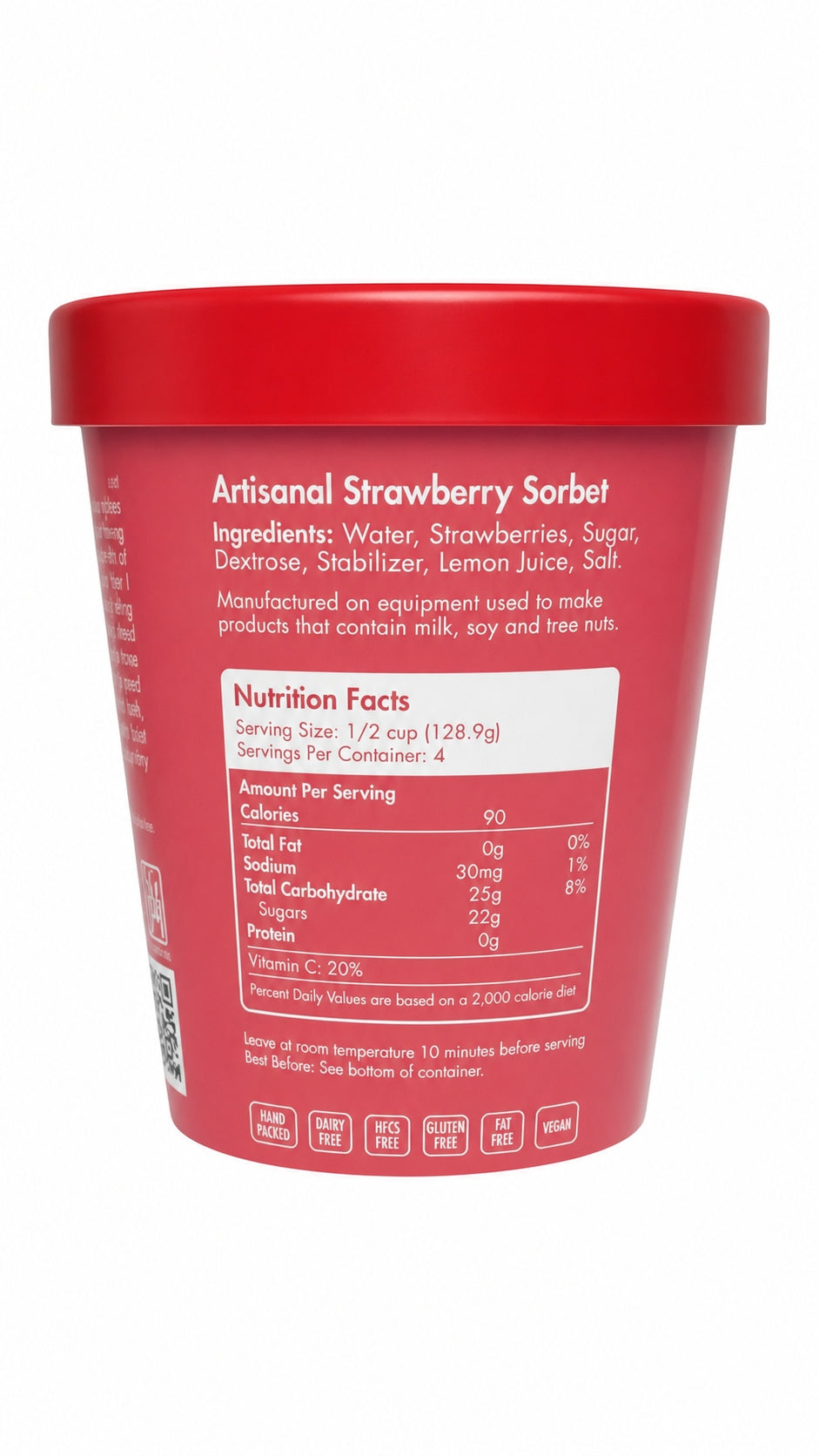 Giovanna Strawberry Sorbet pint nutrition facts label