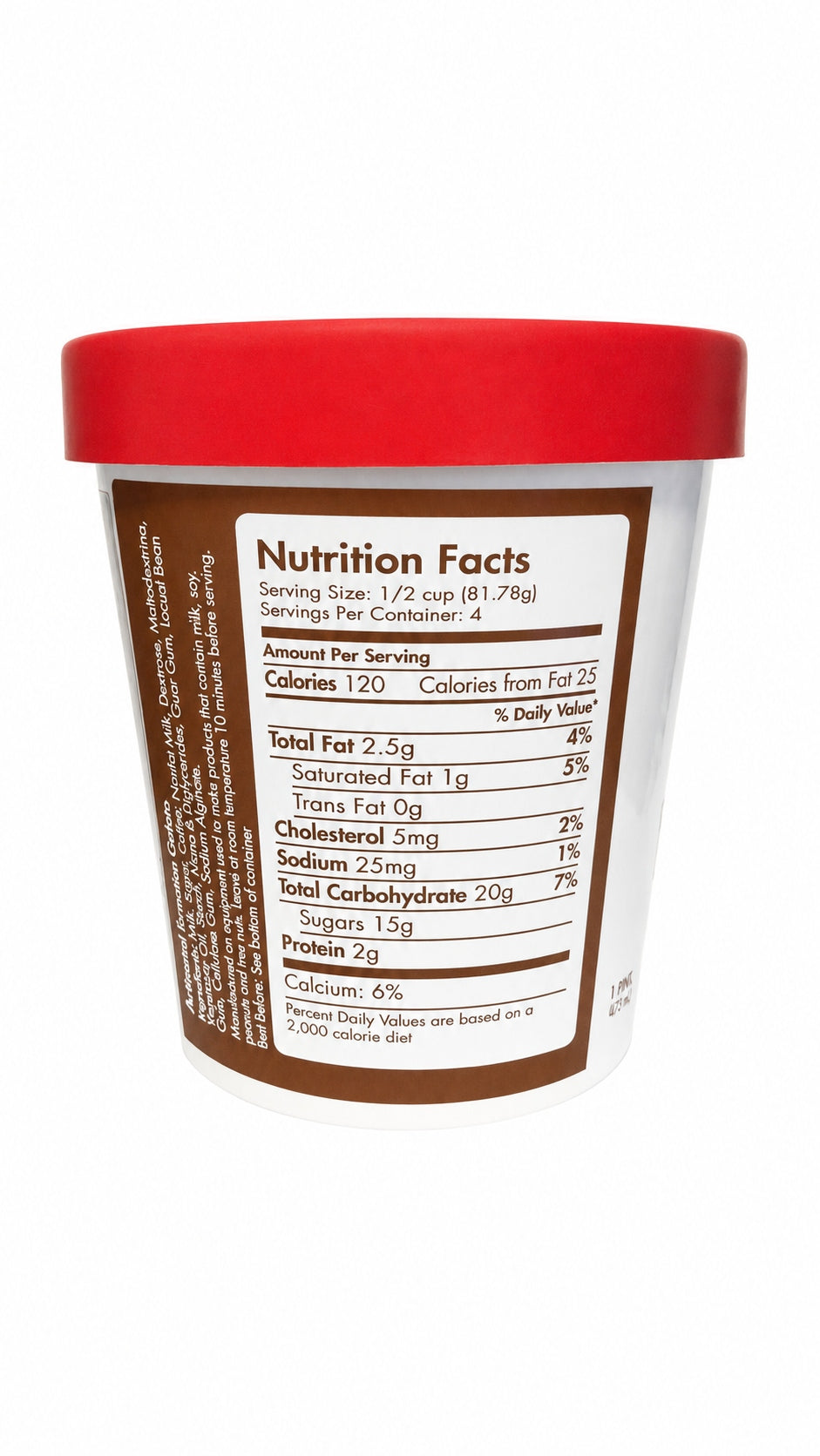Giovanna Tiramisu Gelato pint nutrition facts label