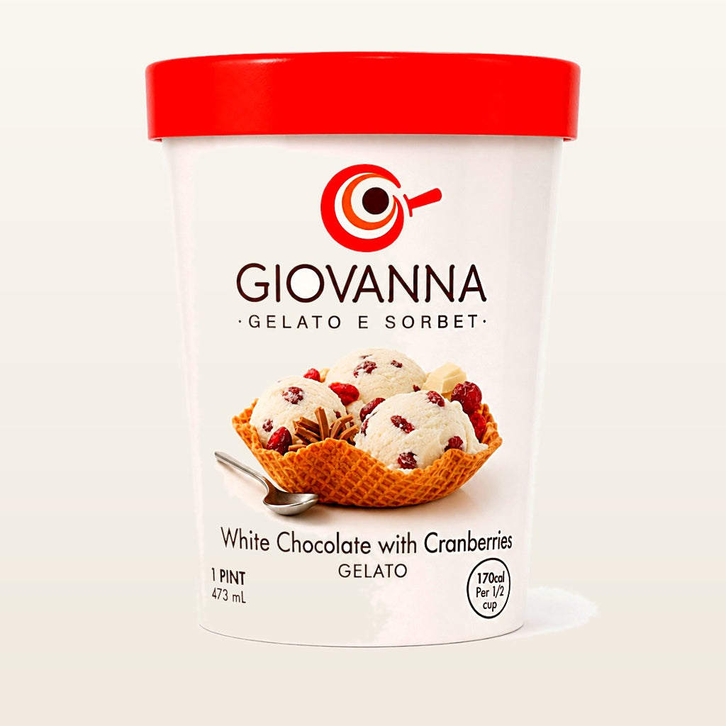 Giovanna White Chocolate Cranberry Gelato 1 pint container
